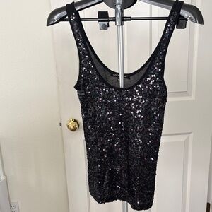 Glamorous Black Sequin Tank Top